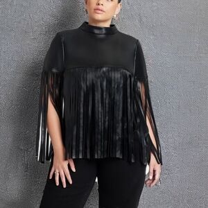 Eloquii Black Fringe Women's Cape